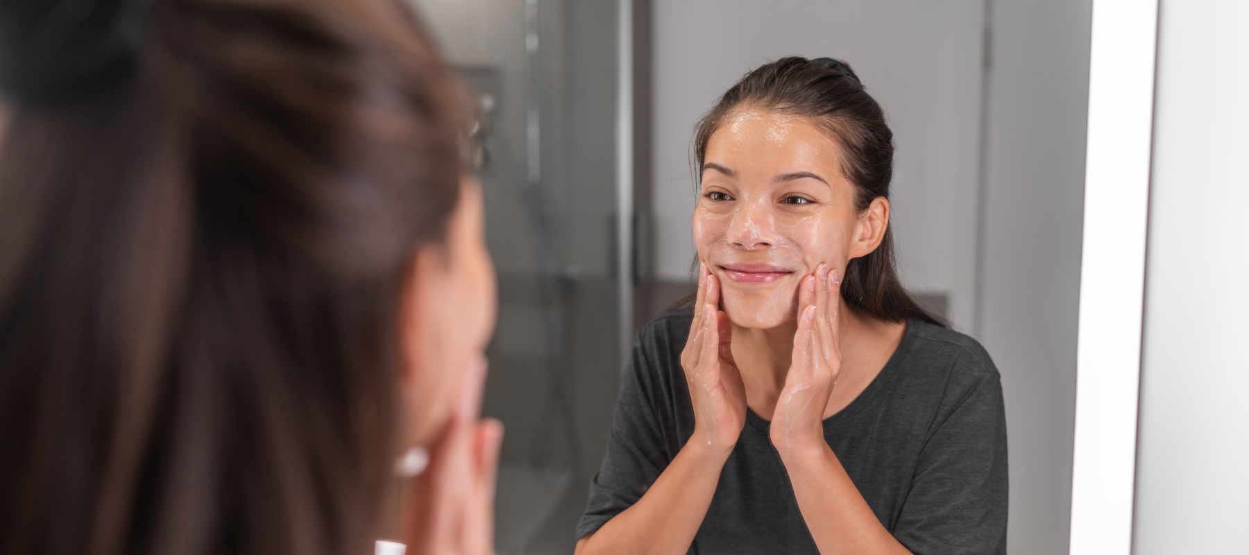 Face exfoliation process, showing the steps to achieve smoother skin