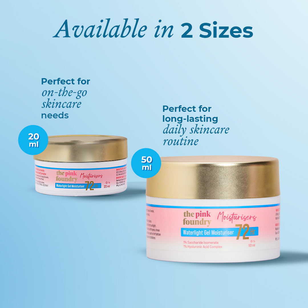 20ml and 50ml variants of Waterlight Gel Moisturiser by The Pink Foundry
