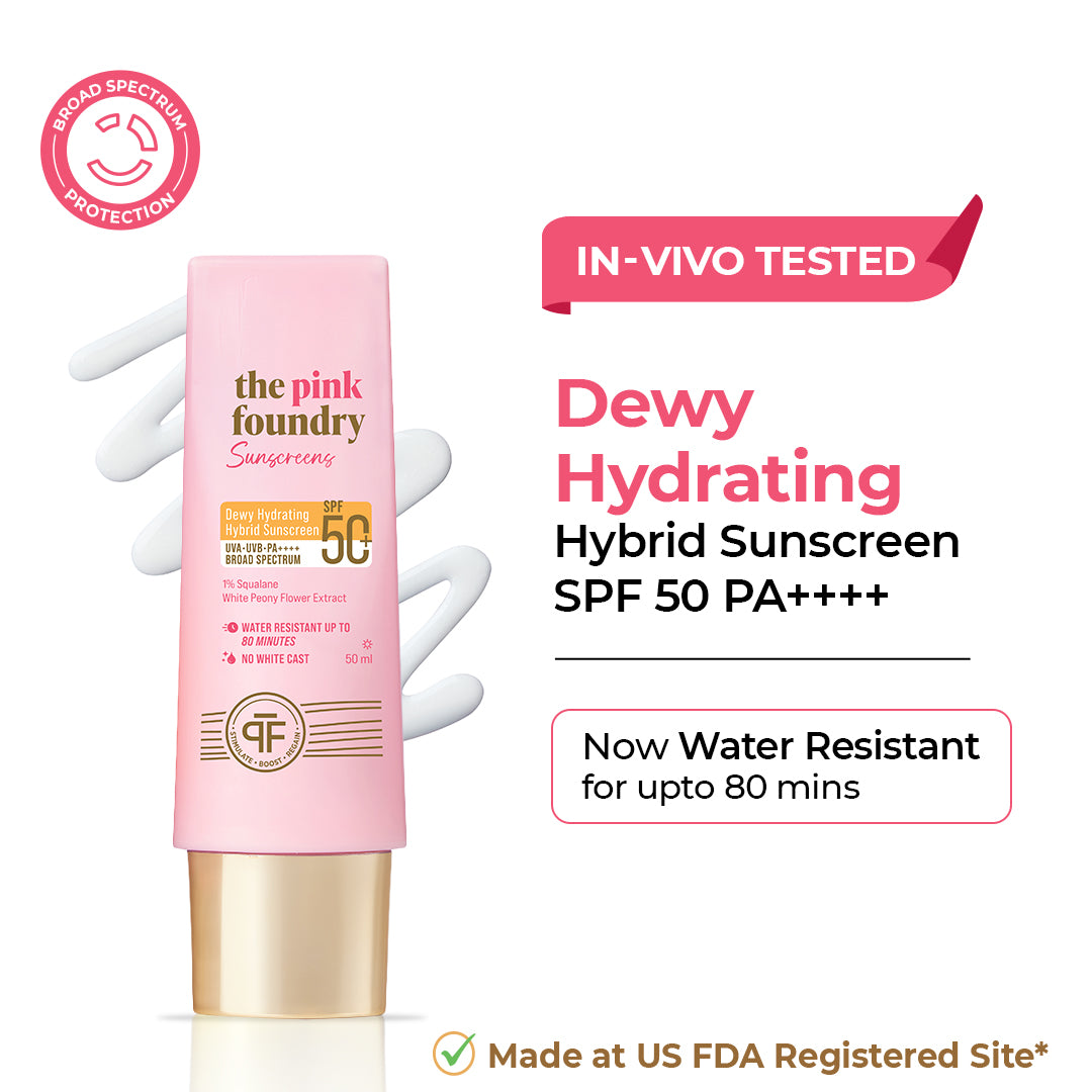 Dewy Hydrating Hybrid Sunscreen SPF 50+ PA++++ | In Vivo Tested Broad Spectrum Protection | No White Cast & Water Resistant