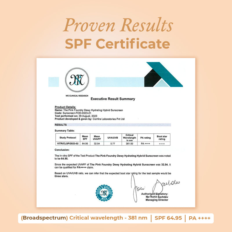 SPF 50 + certificate