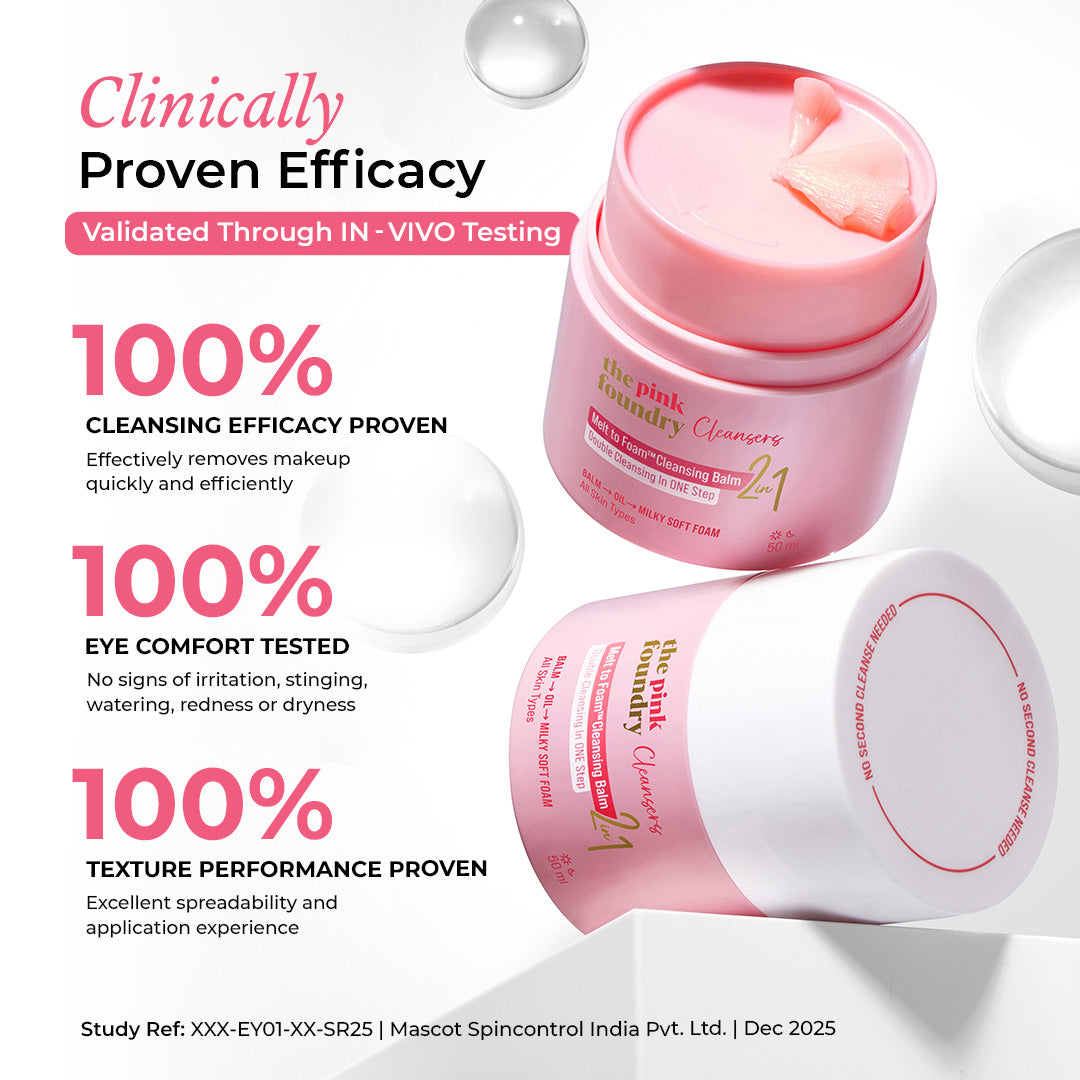 Clinically proven Melt to Foam Cleansing Balm with 100% makeup removal, ophthalmologically tested, dermatologically tested and safe for sensitive skin.