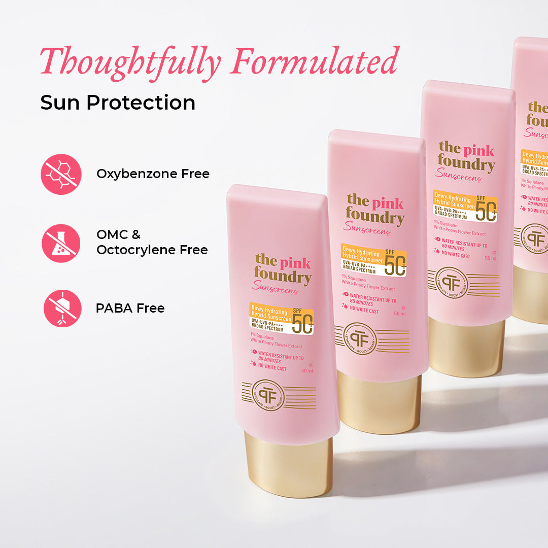 Dewy Hydrating Hybrid Sunscreen SPF 50+ PA++++ | In Vivo Tested Broad Spectrum Protection | No White Cast & Water Resistant