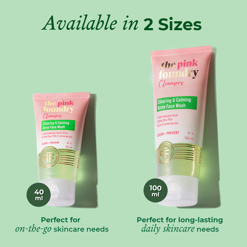 The Pink Foundry Clearing & Calming Acne Face Wash is available in two sizes