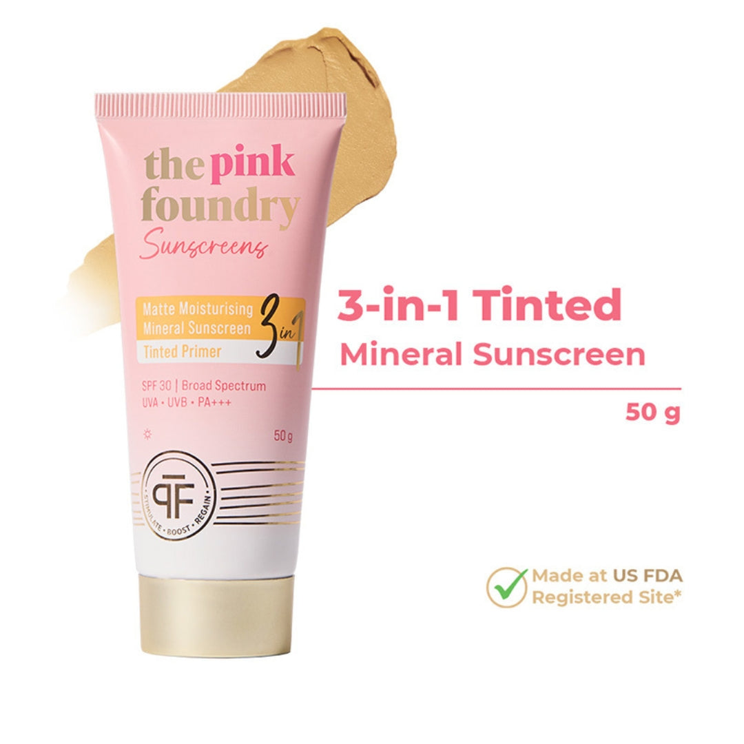 Mineral Matte Tinted Sunscreen, an SPF 30 sunscreen, from The Pink Foundry