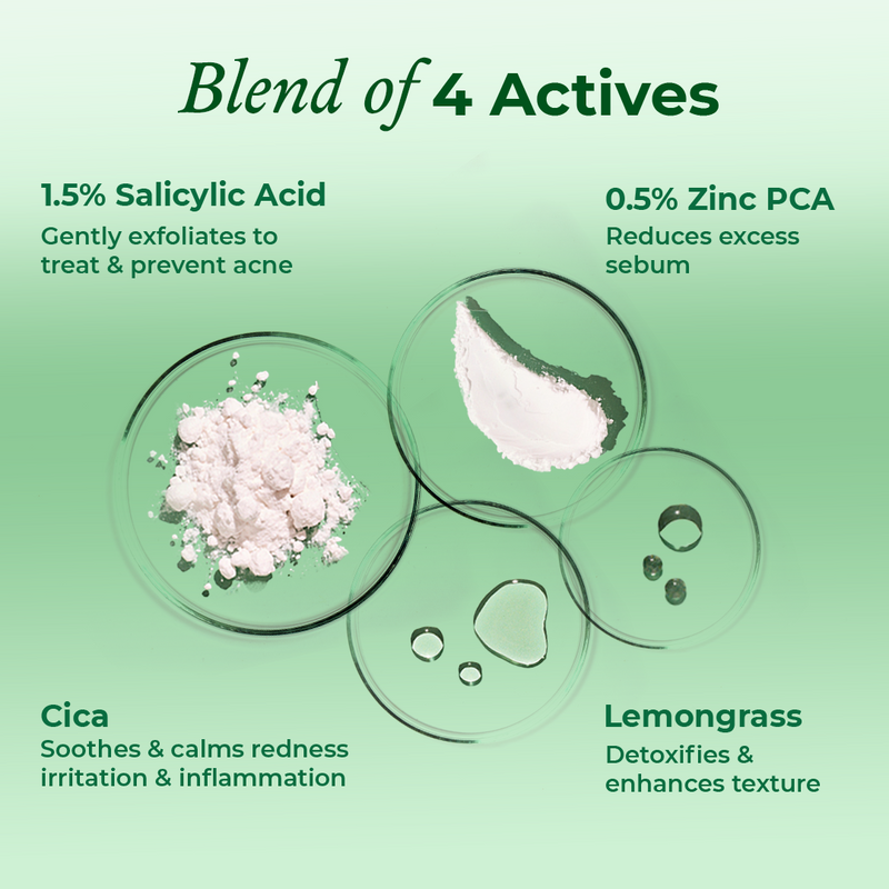 Ingredients of the mini acne face wash by The Pink Foundry