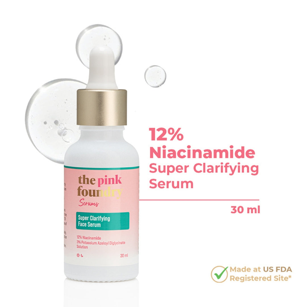 Full size bottle of Super Clarifying 12% Niacinamide Face Serum by The Pink Foundry